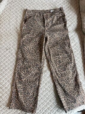 GAP Leopard Print Wide-Leg Pants in Brown and Black